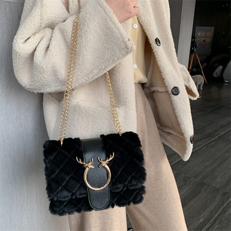 Sac Bandoulière Décoration Peluche Chaîne Métal - Chic&Shines