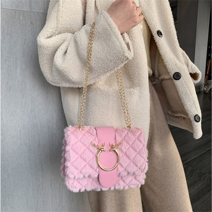 Sac Bandoulière Décoration Peluche Chaîne Métal - Chic&Shines