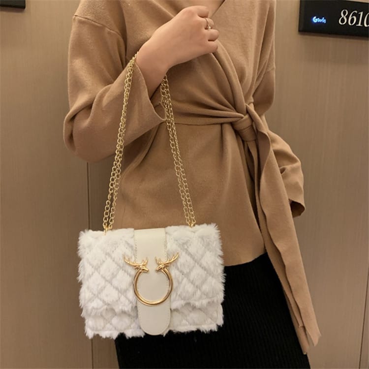 Sac Bandoulière Décoration Peluche Chaîne Métal - Chic&Shines