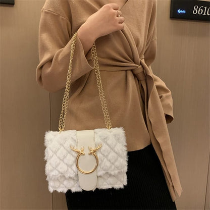 Sac Bandoulière Décoration Peluche Chaîne Métal - Chic&Shines