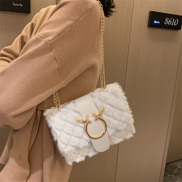 Sac Bandoulière Décoration Peluche Chaîne Métal - Chic&Shines