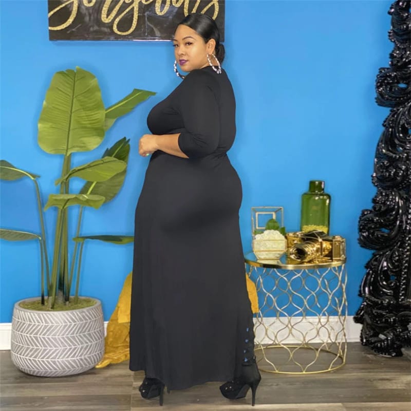 Top Blouse Longue Creux De Couleur Unie - Chic&Shines