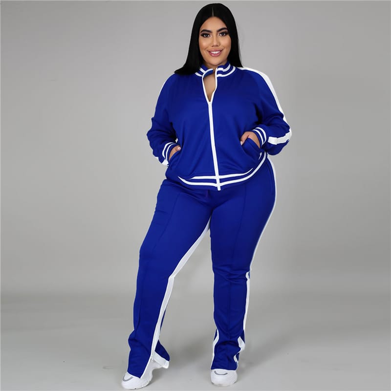 Ensemble jogging veste fermeture éclair à poches et jogging - Chic&Shines