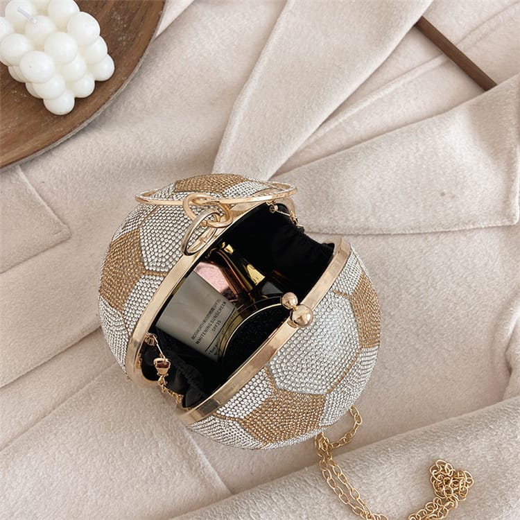 Sac de Soirée Sphérique Simili Cuir avec strass anneau - Chic&Shines