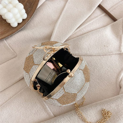 Sac de Soirée Sphérique Simili Cuir avec strass anneau - Chic&Shines