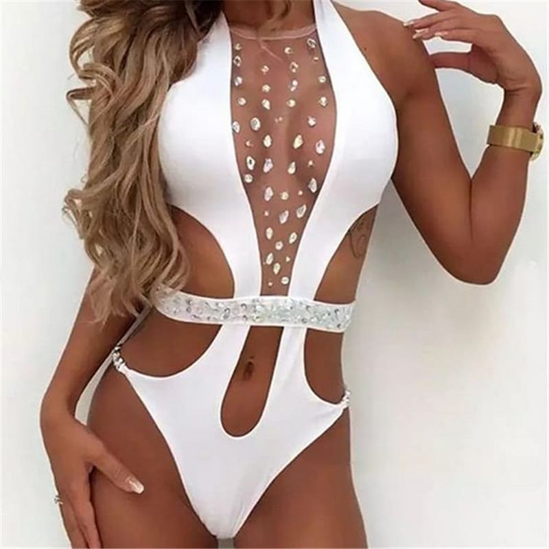 Maillot de bain maille strass transparent - Chic&Shines