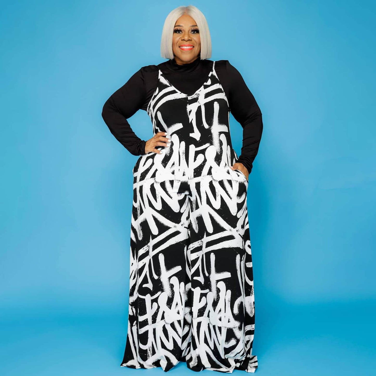 Combinaisons À Jambes Larges Impression Graffiti Backless - Chic&Shines