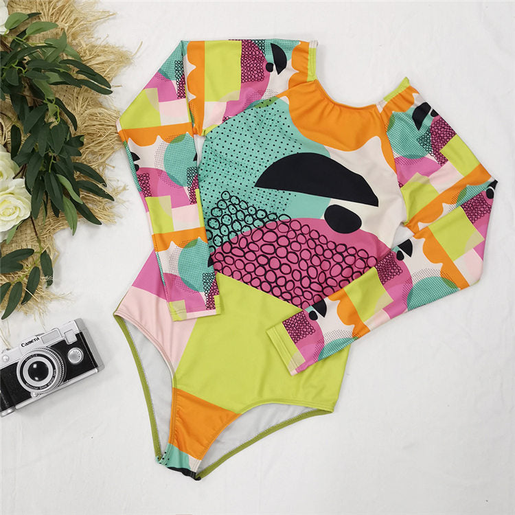 Fashion Round Neck Long Sleeve Swimwear