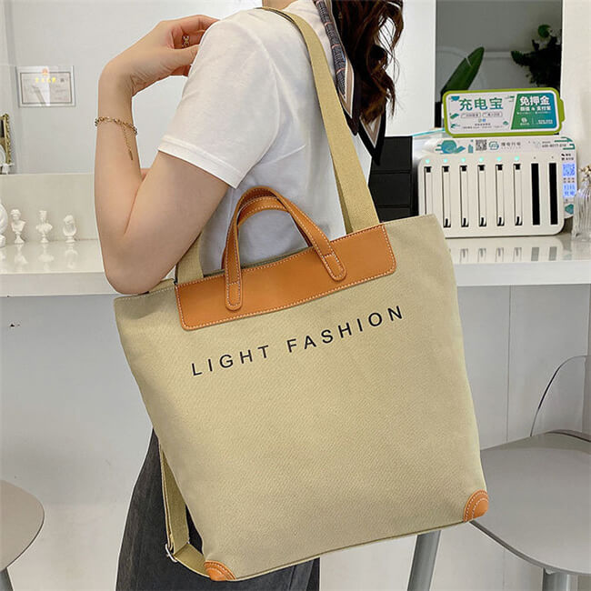 Sac style Cabas Grande Capacité Lettre Imprimée Toile Patchwork - Chic&Shines