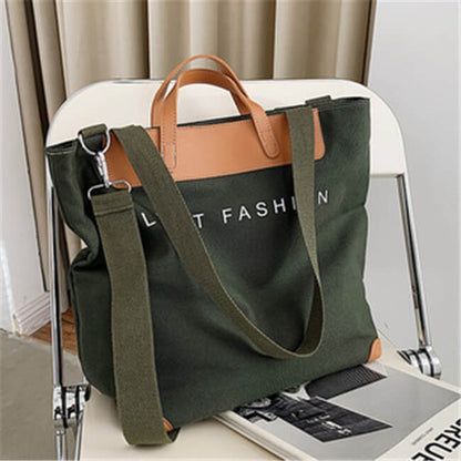Sac style Cabas Grande Capacité Lettre Imprimée Toile Patchwork - Chic&Shines