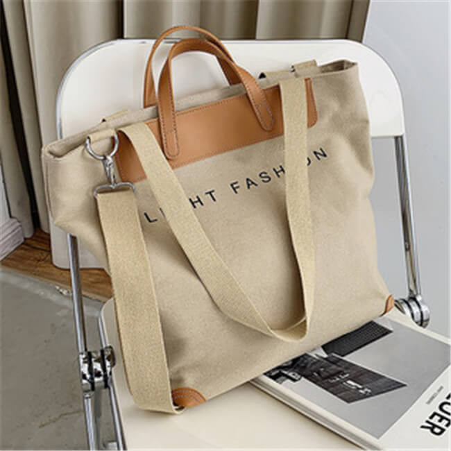 Sac style Cabas Grande Capacité Lettre Imprimée Toile Patchwork - Chic&Shines