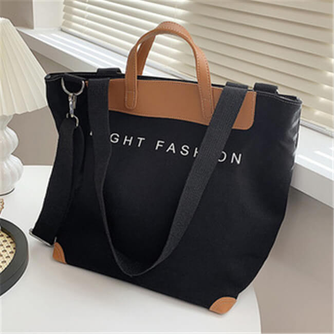 Sac style Cabas Grande Capacité Lettre Imprimée Toile Patchwork - Chic&Shines