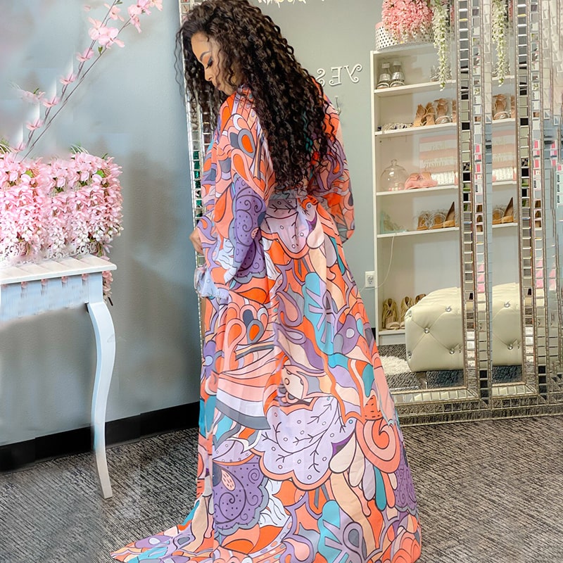 Ensemble maillot de bain une pièce Multicolore dos-nu avec son kimono - Chic&Shines