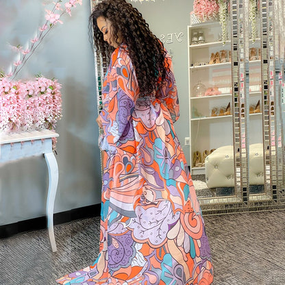 Ensemble maillot de bain une pièce Multicolore dos-nu avec son kimono - Chic&Shines