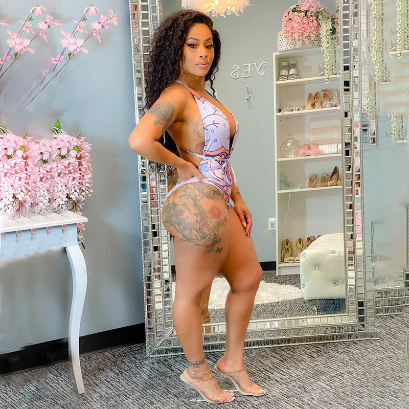 Ensemble maillot de bain une pièce Multicolore dos-nu avec son kimono - Chic&Shines