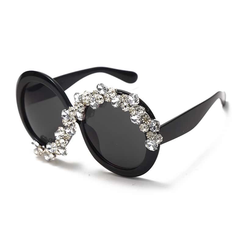 Lunettes de Soleil Ronde Grande Monture Strass Décoration - Chic&Shines