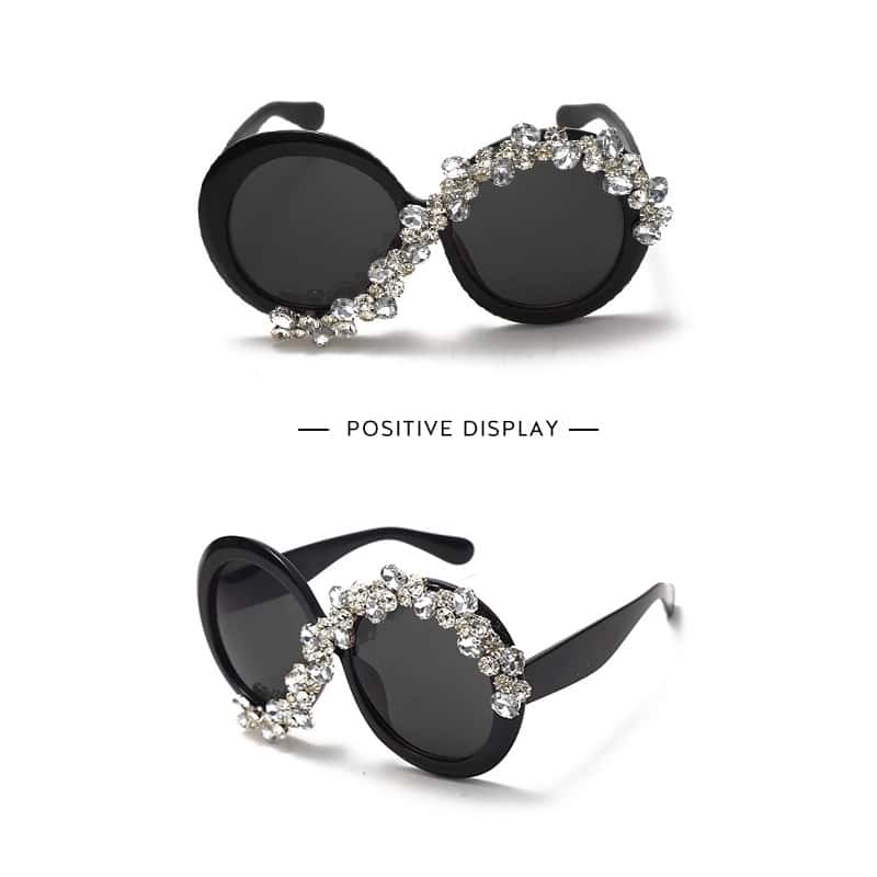 Lunettes de Soleil Ronde Grande Monture Strass Décoration - Chic&Shines