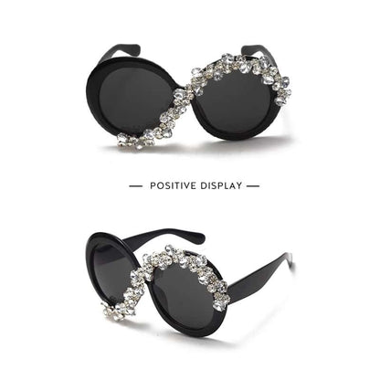 Lunettes de Soleil Ronde Grande Monture Strass Décoration - Chic&Shines