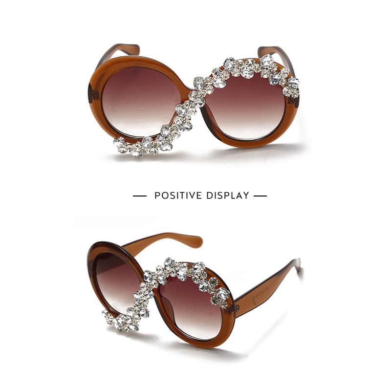 Lunettes de Soleil Ronde Grande Monture Strass Décoration - Chic&Shines