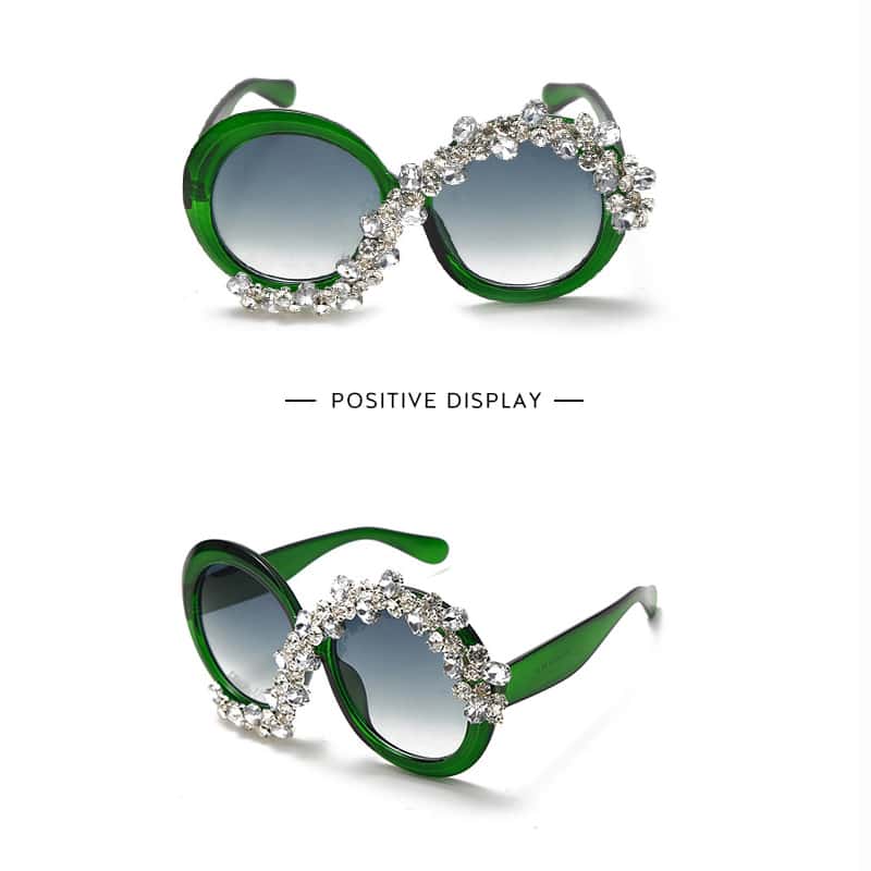 Lunettes de Soleil Ronde Grande Monture Strass Décoration - Chic&Shines