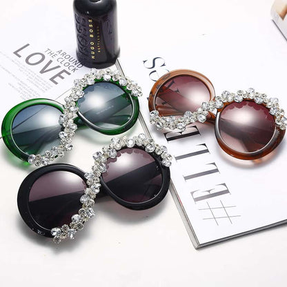 Lunettes de Soleil Ronde Grande Monture Strass Décoration - Chic&Shines