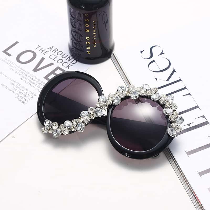 Lunettes de Soleil Ronde Grande Monture Strass Décoration - Chic&Shines