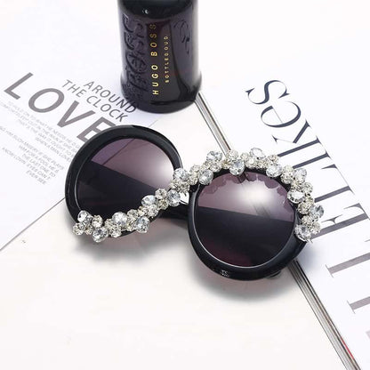Lunettes de Soleil Ronde Grande Monture Strass Décoration - Chic&Shines