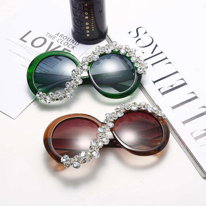 Lunettes de Soleil Ronde Grande Monture Strass Décoration - Chic&Shines