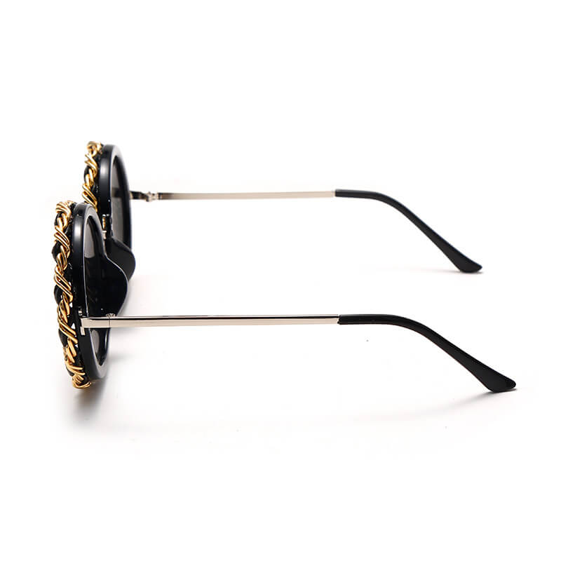 Lunettes de soleil Cadre rond de conception de chaîne - Chic&Shines