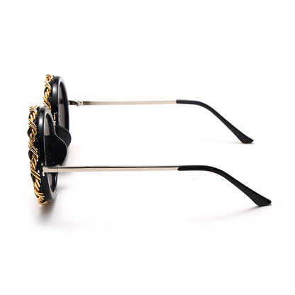 Lunettes de soleil Cadre rond de conception de chaîne - Chic&Shines