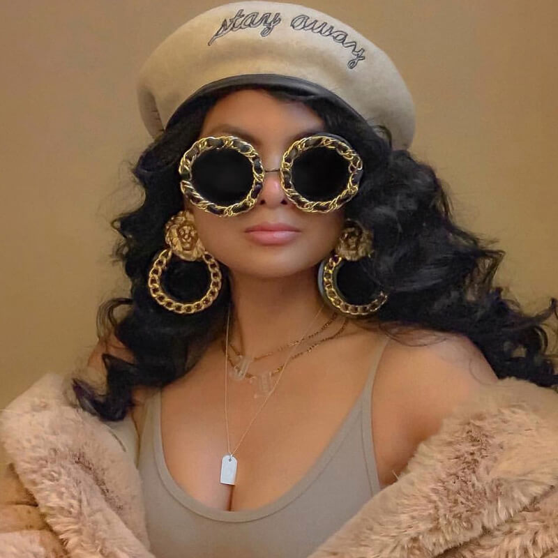 Lunettes de soleil Cadre rond de conception de chaîne - Chic&Shines