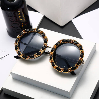 Lunettes de soleil Cadre rond de conception de chaîne - Chic&Shines