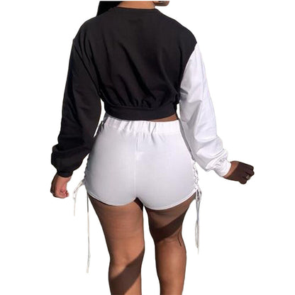 Ensemble short et top manches longues à lacets - Chic&Shines