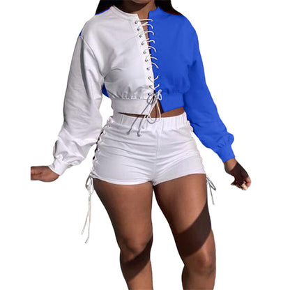 Ensemble short et top manches longues à lacets - Chic&Shines