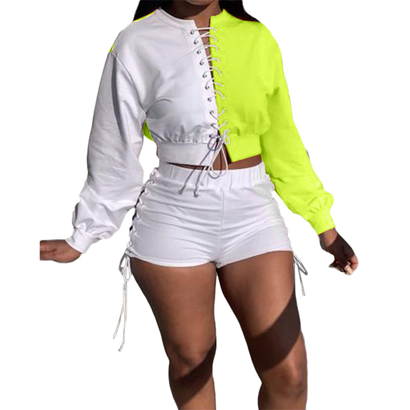 Ensemble short et top manches longues à lacets - Chic&Shines