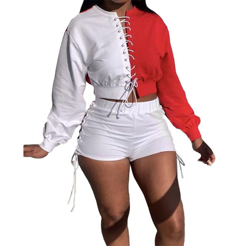 Ensemble short et top manches longues à lacets - Chic&Shines