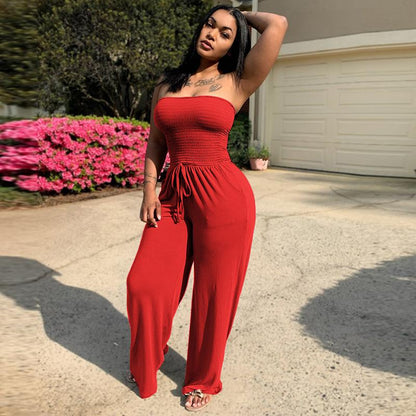 Combinaison pantalon bustier couleur unie - Chic&Shines