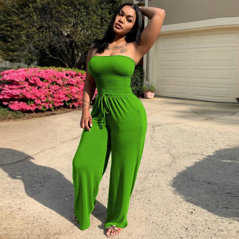 Combinaison pantalon bustier couleur unie - Chic&Shines