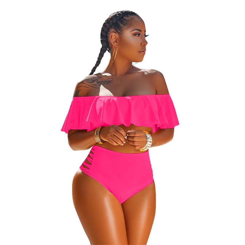 Maillots de bain 2 pièces haut bustier et culotte taille haute fente latérale - Chic&Shines