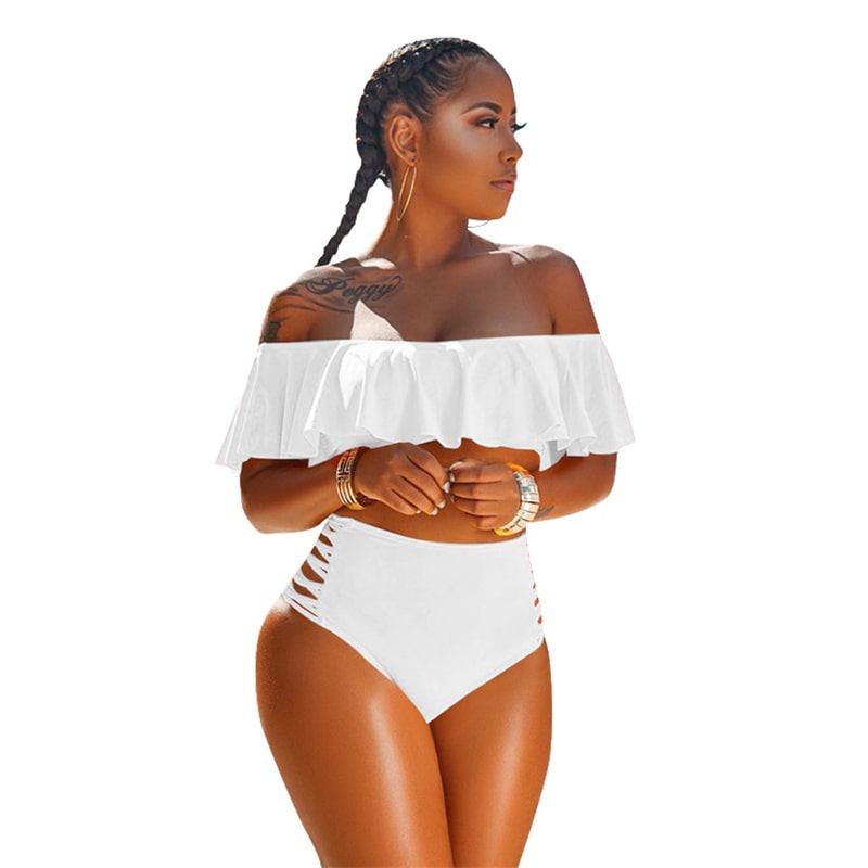 Maillots de bain 2 pièces haut bustier et culotte taille haute fente latérale - Chic&Shines
