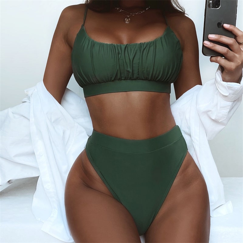 Maillots de bain a plis de couleur unie - Chic&Shines