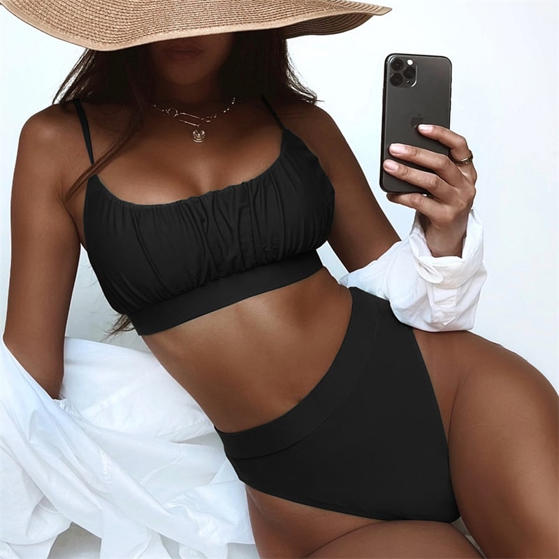 Maillots de bain a plis de couleur unie - Chic&Shines