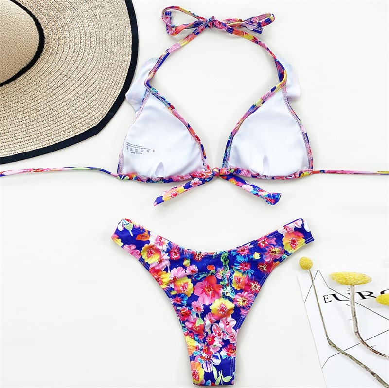 Maillot de bain 2 pièces imprimé fleurs - Chic&Shines