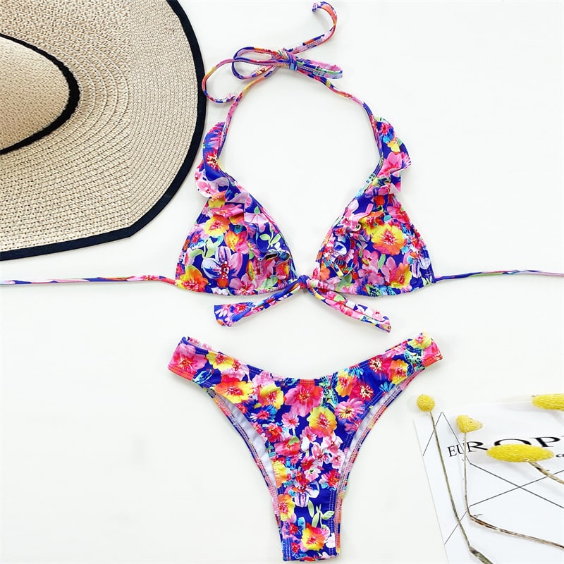 Maillot de bain 2 pièces imprimé fleurs - Chic&Shines