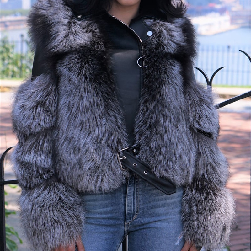 Manteau en peluche manches longues fermeture éclair - Chic&Shines