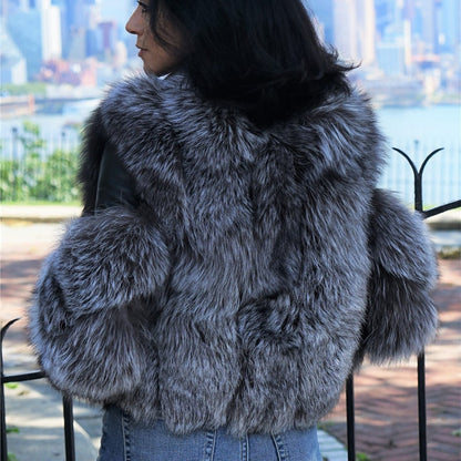 Manteau en peluche manches longues fermeture éclair - Chic&Shines