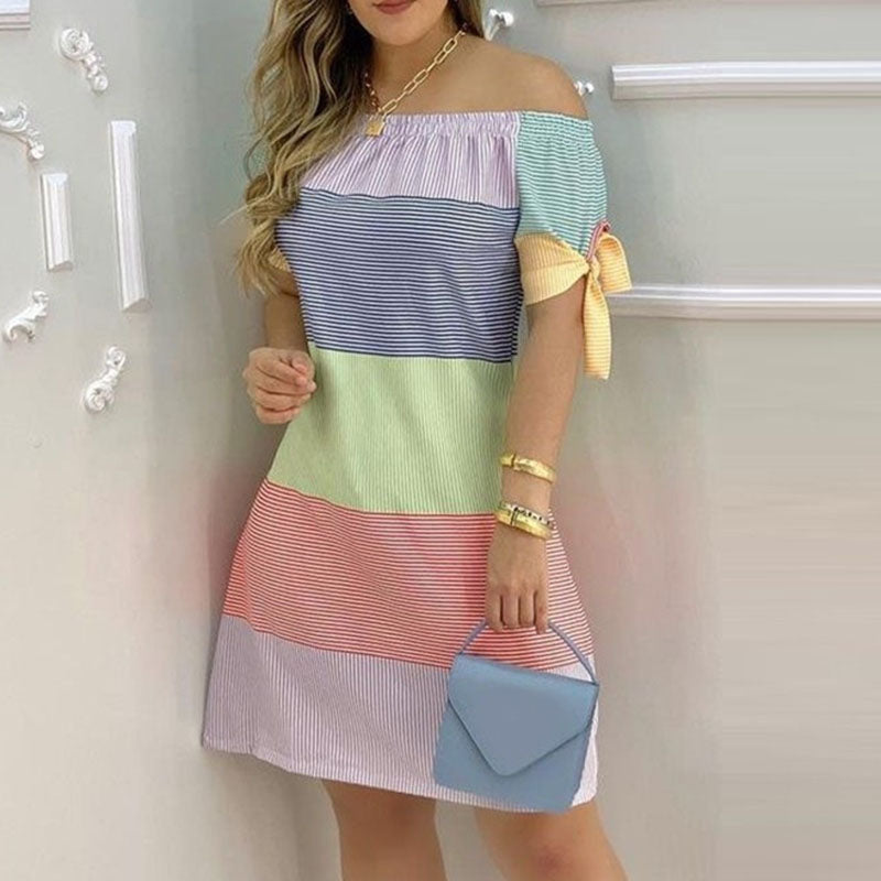 Robe courte bustier manche court à motif - Chic&Shines