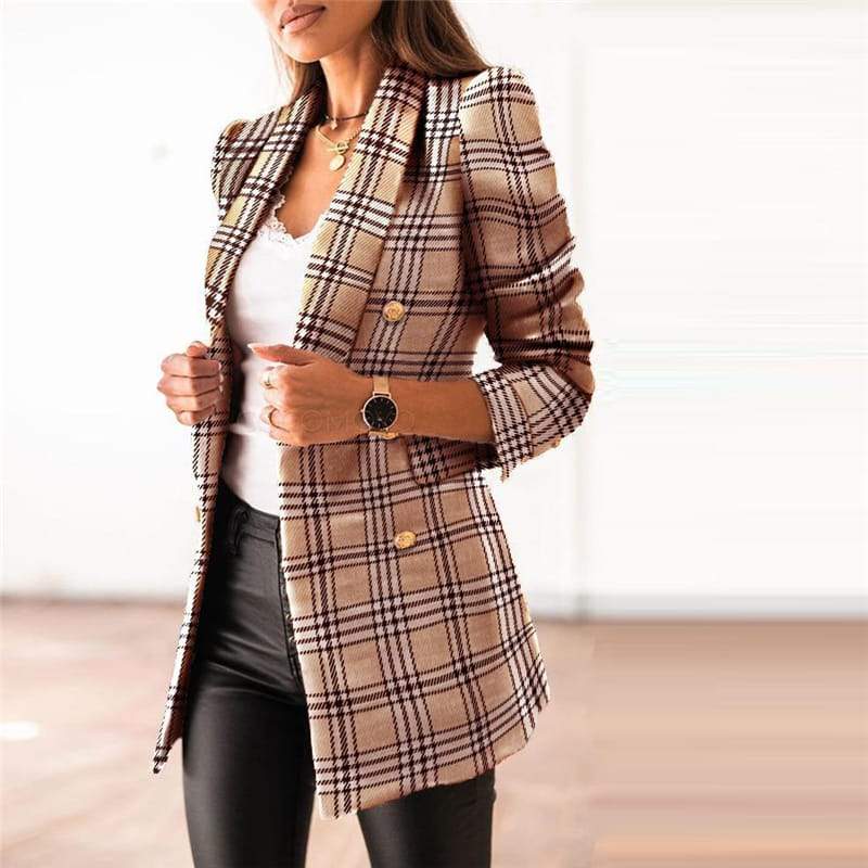 Blazer Manches Longues Imprimé Plaid