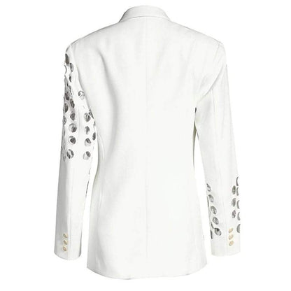 Blazer de couleur unie évidé à revers