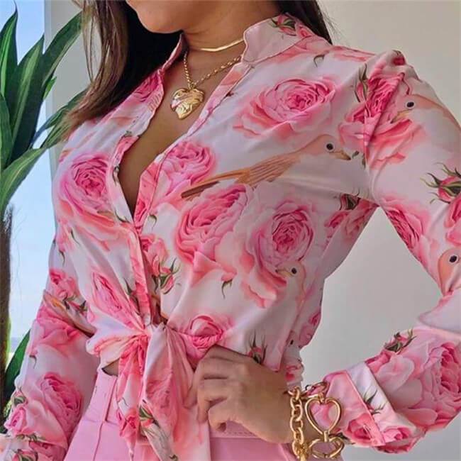 Chemise Mode Fleur Imprimé